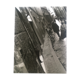 90s print, woman street, architecture
