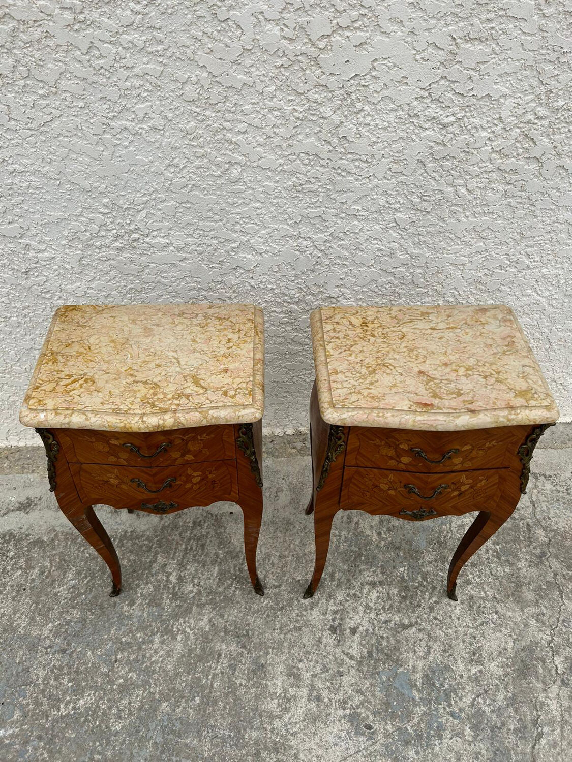 Pair of Louis XV style bedside tables in rosewood
