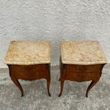 Pair of Louis XV style bedside tables in rosewood
