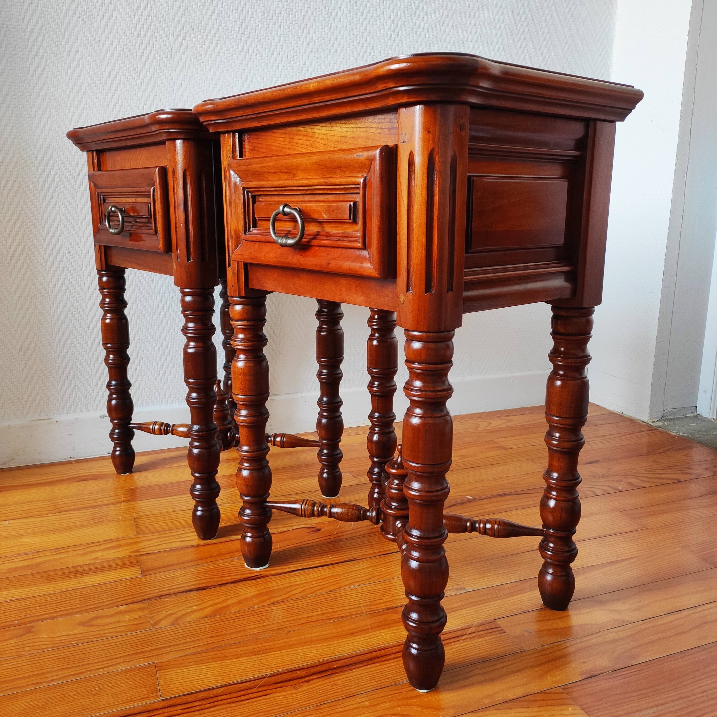 Pair of French solid wood bedside tables