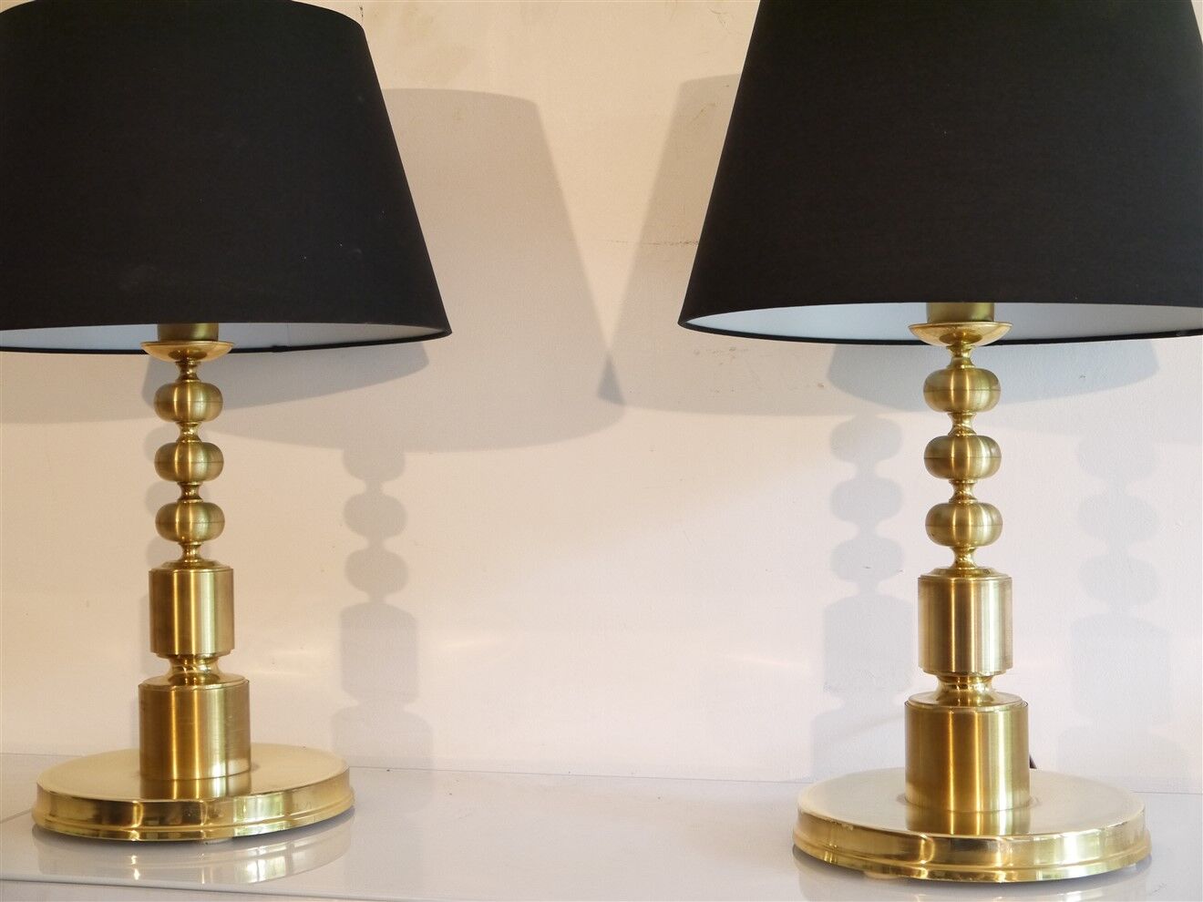 Pair of Scandinavian brass lamps 1970