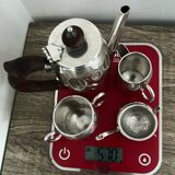 4-piece tea set egoiste 1 person in antique silver metal