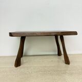 Brutalist solid wooden side table , 1970’s