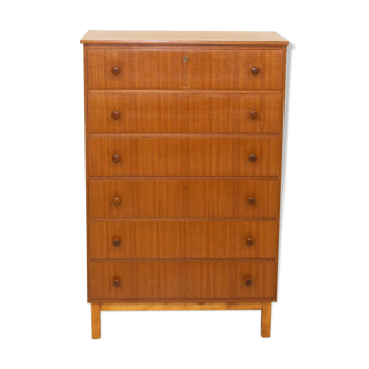 Chest of drawers-cloth maker "Tallboy" in teak, Sweden, 1960