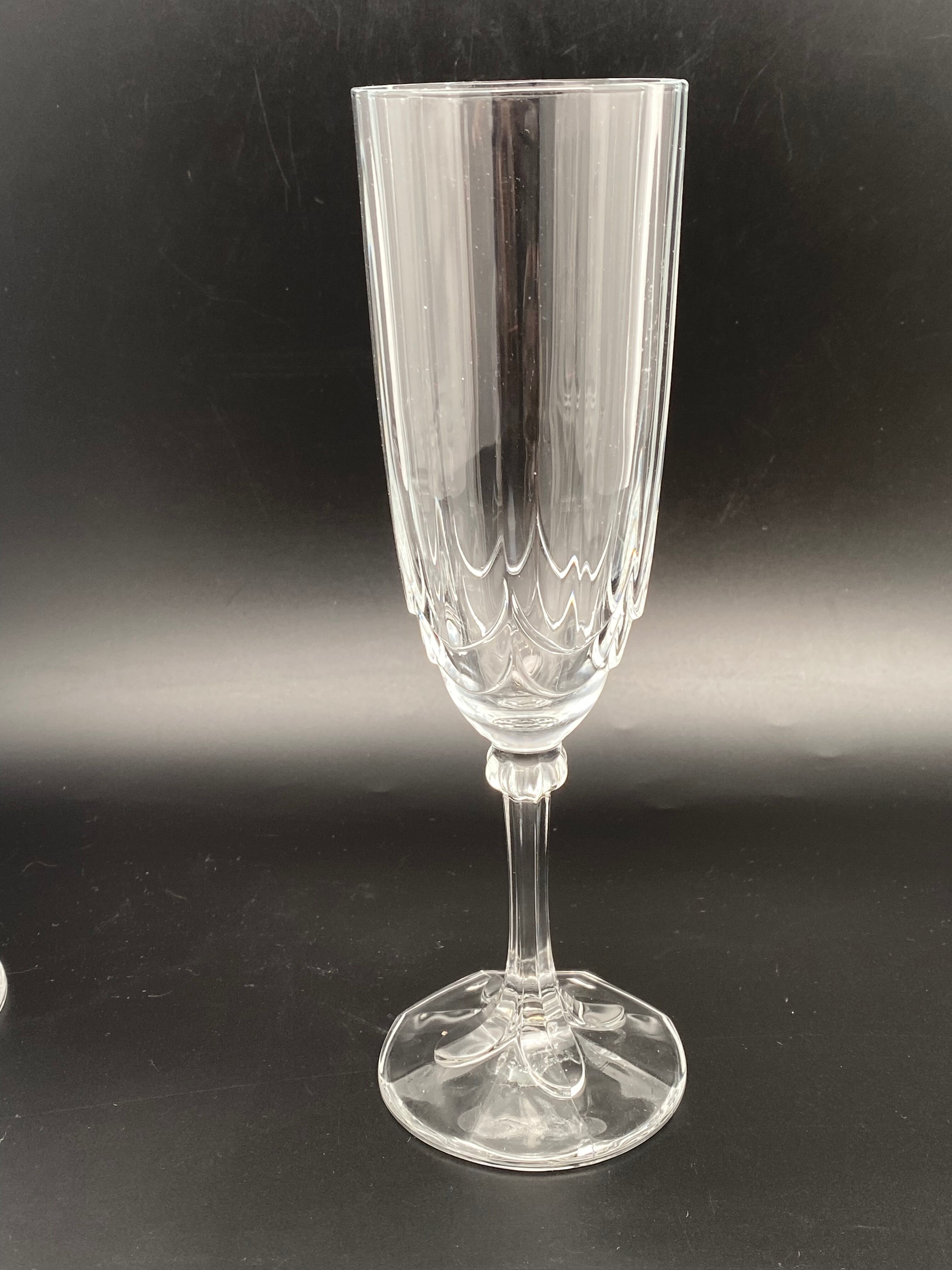 Champagne flutes in worked glass