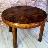 Round art deco table with extensions renovated fi 110, 160 cm unfolded. the 30s