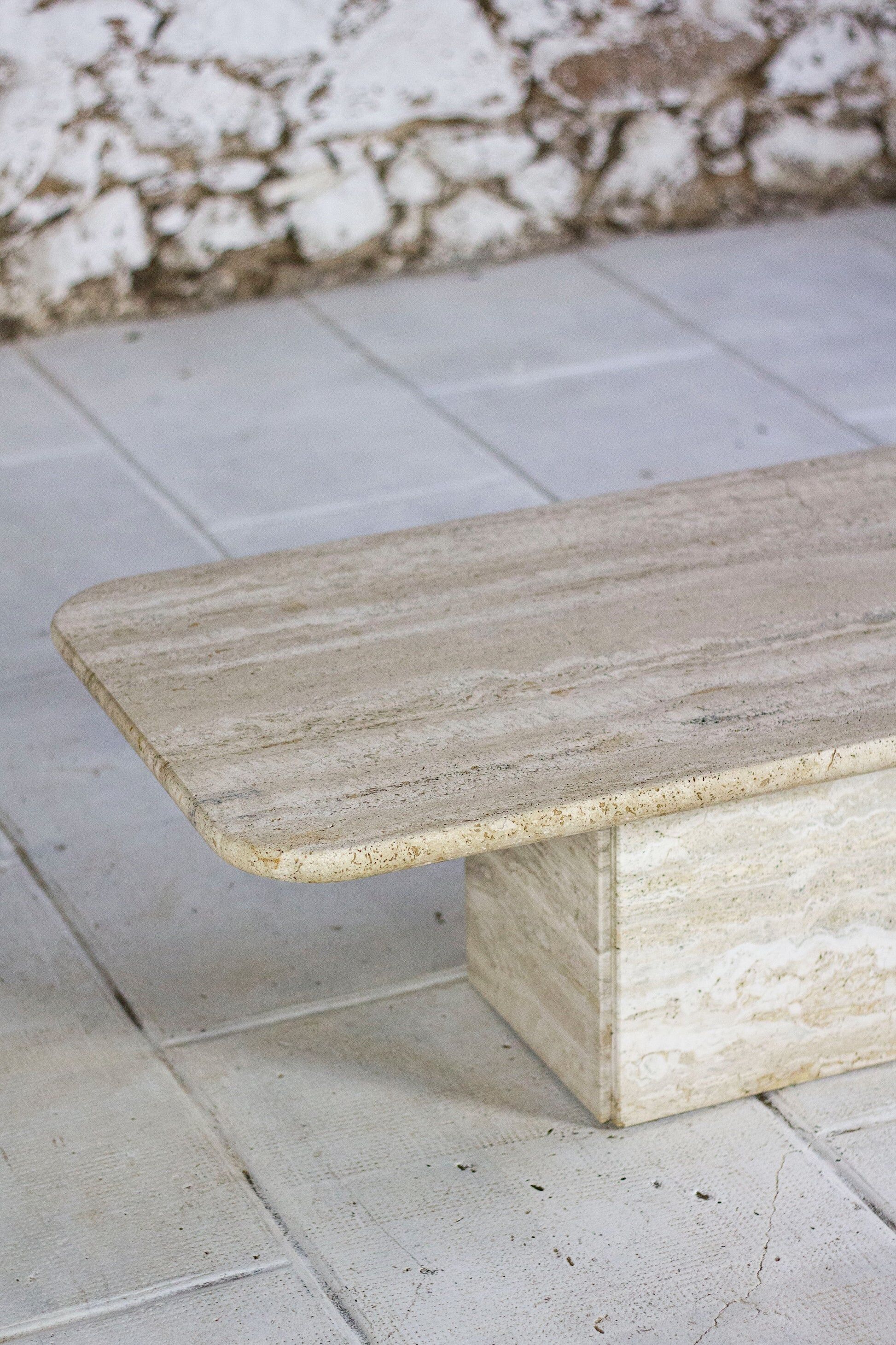 Italian travertine coffee table, 1980