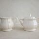 Teapot, sugar bowl and ivory milk jar from Sarreguemines