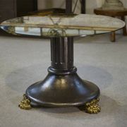 Table basse en fonte et verre églomisé néo-classique 1940’s