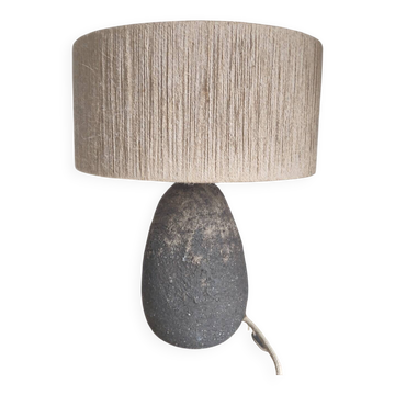 Table lamp in stoneware and natural jute