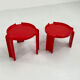Paire de Table d'appoints Rouge par Giotto Stoppino pour Kartell, 1970