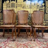 Suite de 6 chaises de style Louis XV en cannage