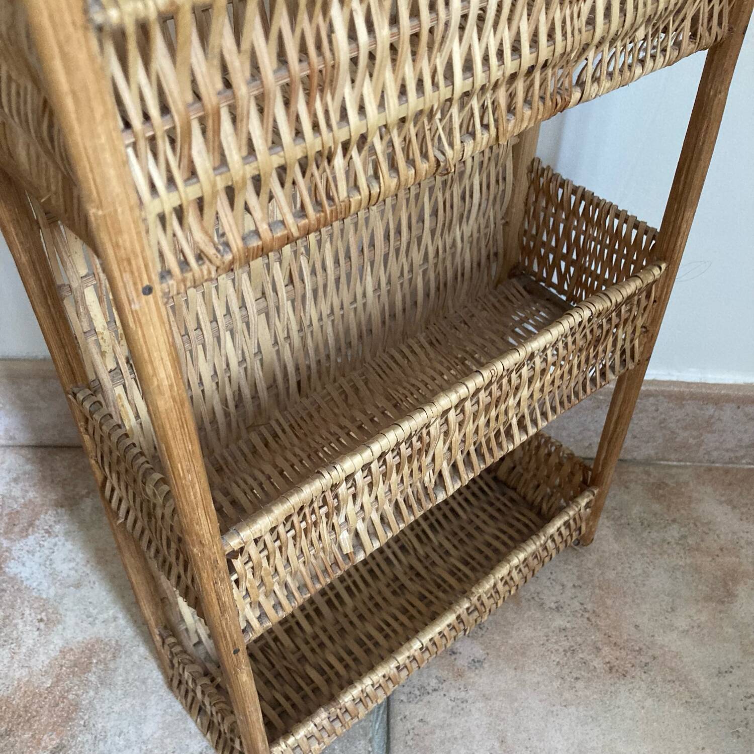 Vintage wicker wall shelf