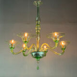 Green Murano glass Venetian chandelier, circa 1940