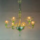Lustre vénitien en verre de Murano vert, circa 1940
