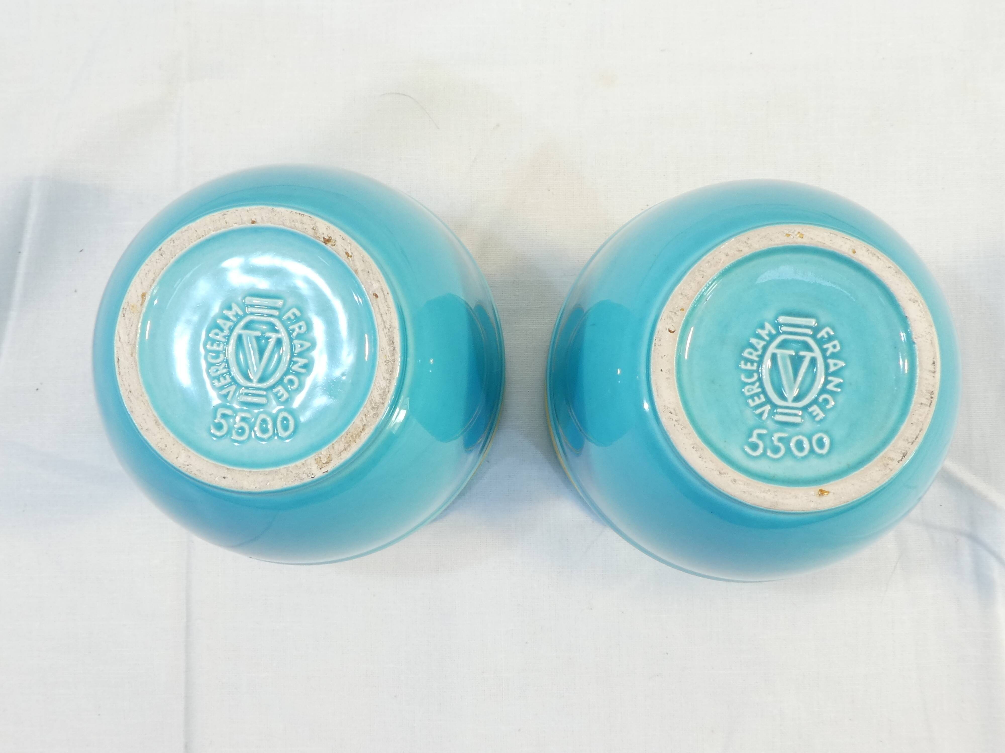 Pair of TURQUOISE BLUE AND GOLD VERCERAM vase