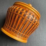 Pot with braided bamboo lid