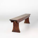 Banc rustique français en chêne brun, vers 1900
