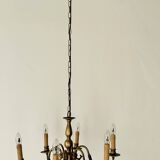 Vintage 6 Arm Brass Dutch Chandelier