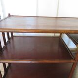 Retro-Side table-vinyl furniture-wood, rattan and bamboo-80s