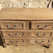 Louis XV style chest of drawers in stripped oak and left in natural wood