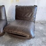 Michel Cadestin 1970s Dark Brown Leather 4-Piece Modular Sofa for Airborne