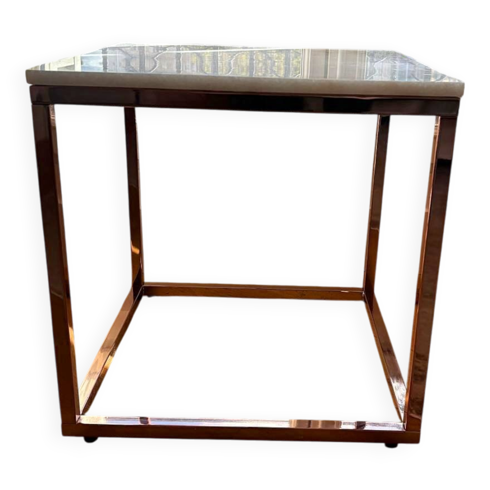 Table d'appoint NV Gallery en marbre blanc et métal cuivré