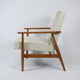 Vintage original armchair "Fox" designed by H. Lis 1970s, beige fabric, fully renovated