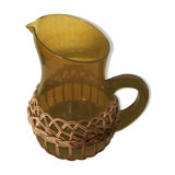 Pitcher blown glass and wicker