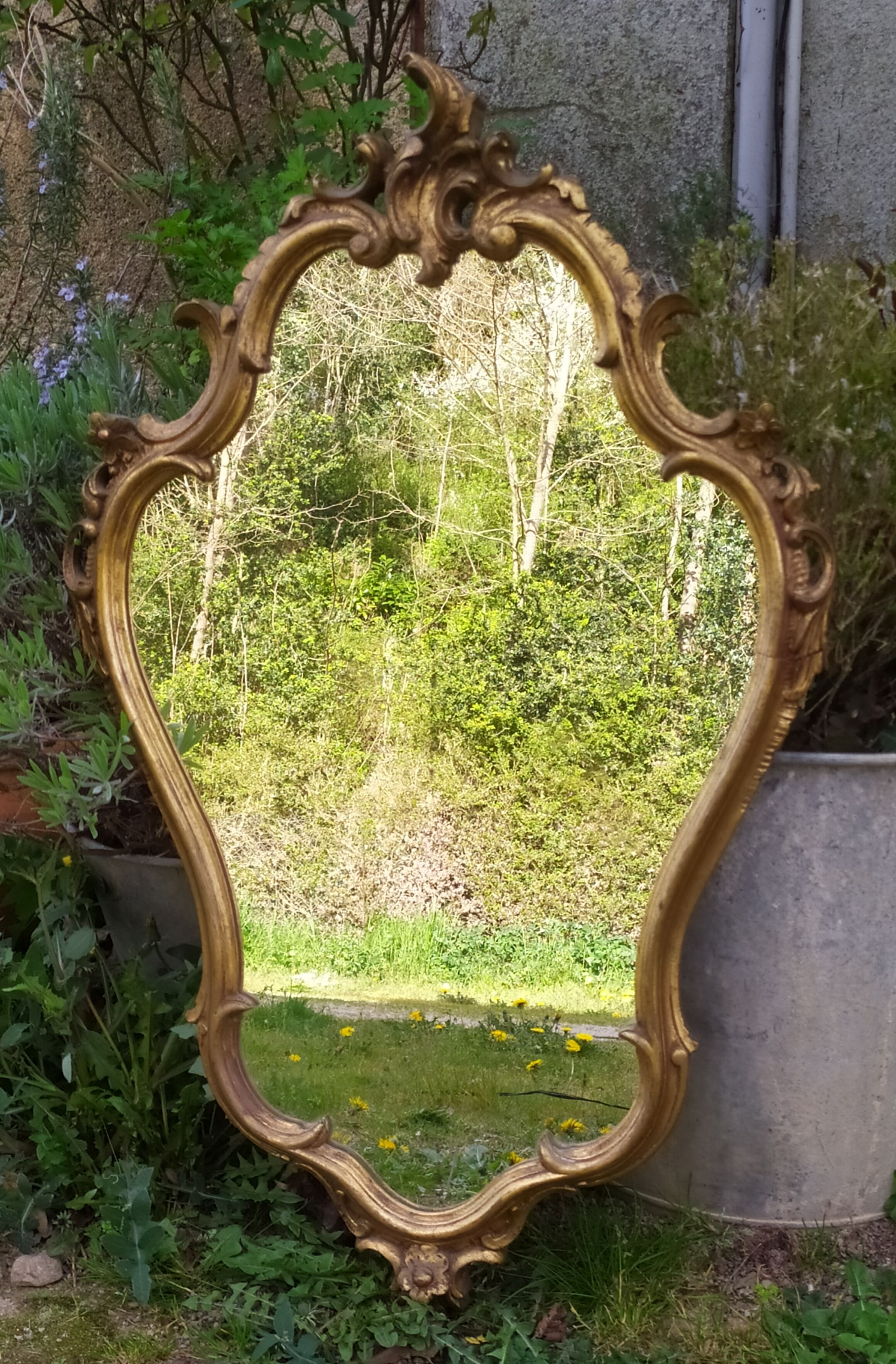 Baroque mirror in gilded wood 87x54cm