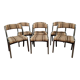 Series of 6 Baumann Vintage gondola chairs in solid wood and chromed metal 60s-70s