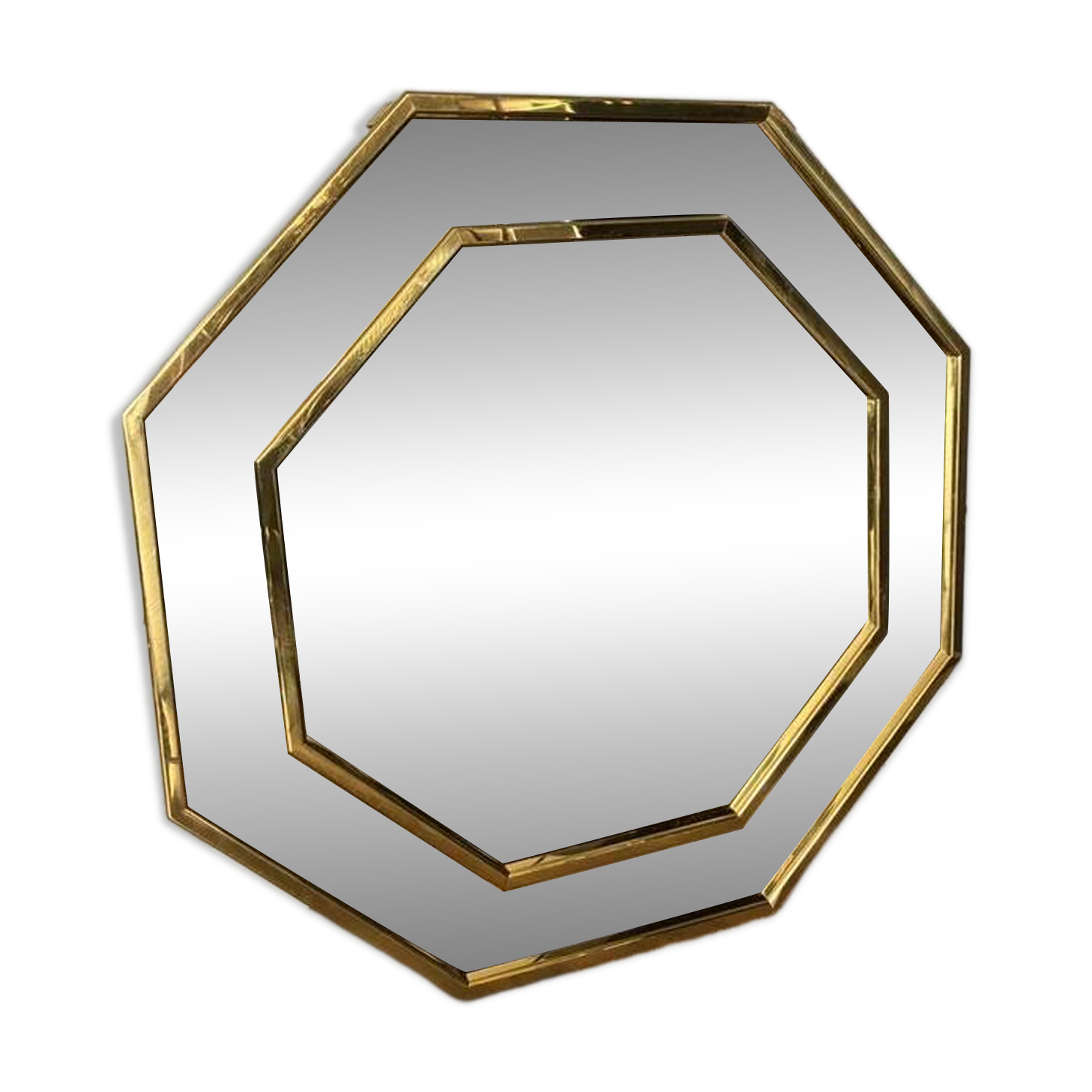 Lachmayr Brass Mirror – Geometric Wall Mirror 1970s