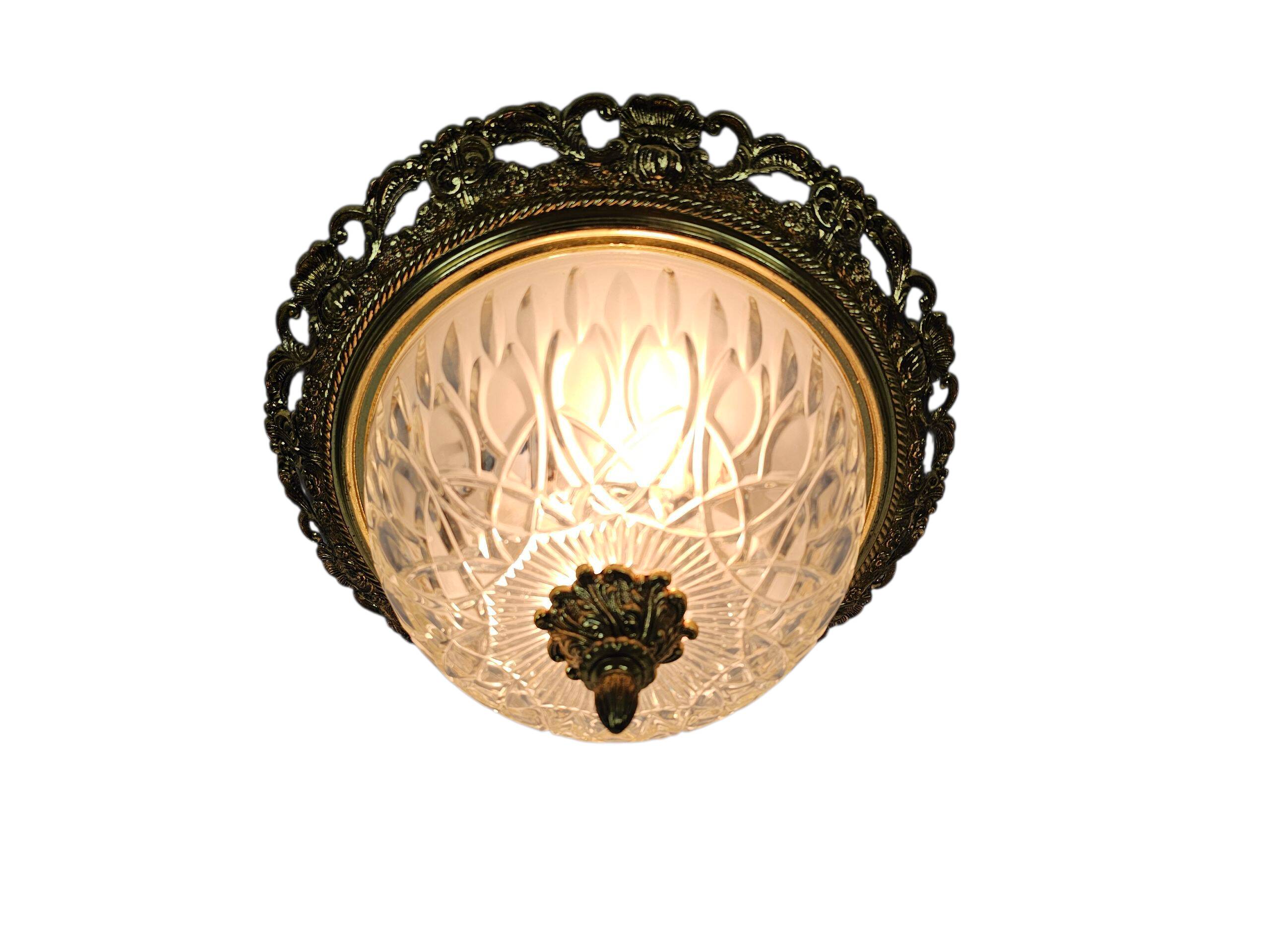 Massif - Style Hollywood Regency - laiton - verre - années 1970