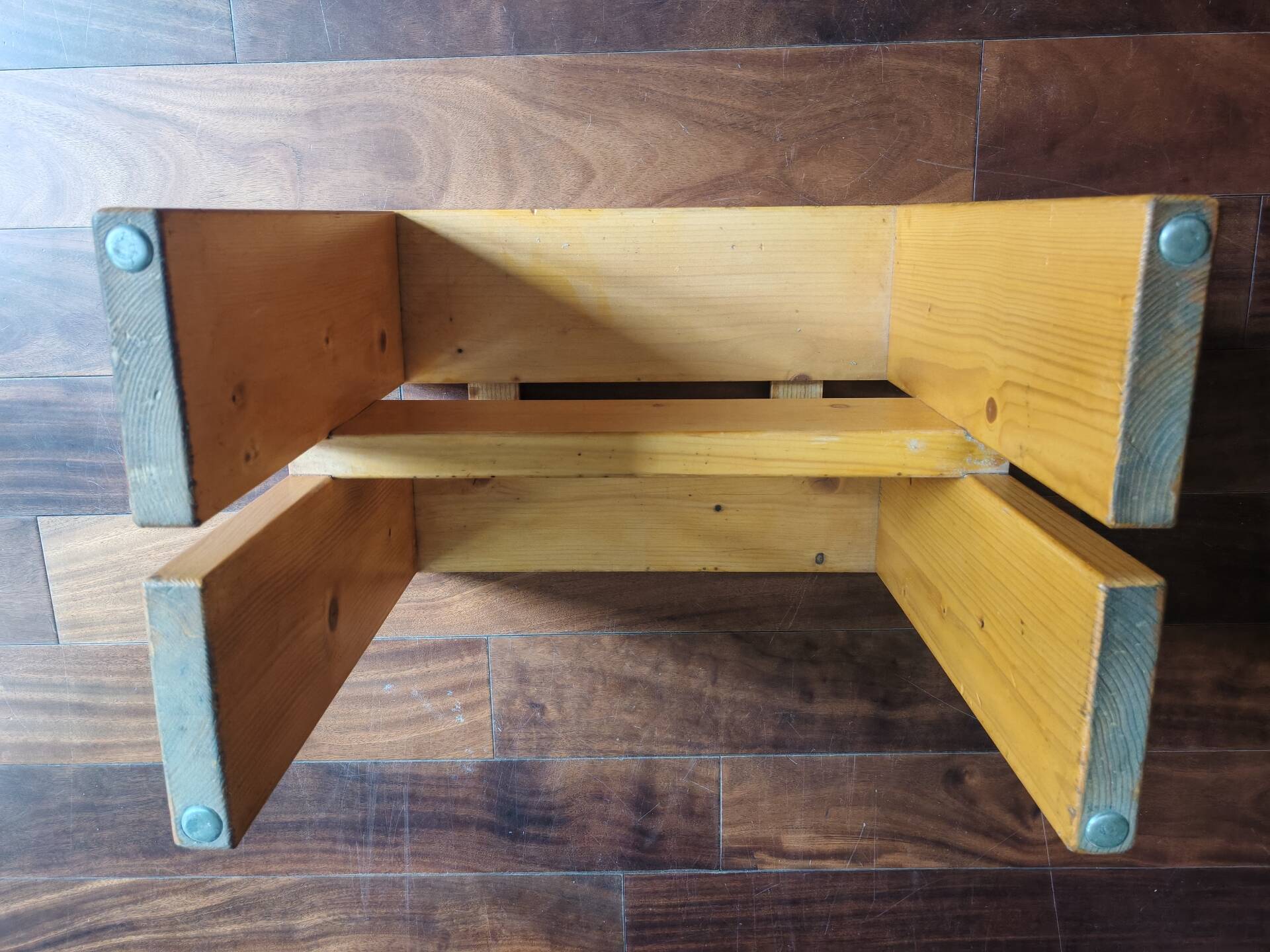 1 solid pine stool by Charlotte Perriand, Les Arcs, France.