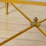 Lot 3 tables pull out brass glass Maison Baguès