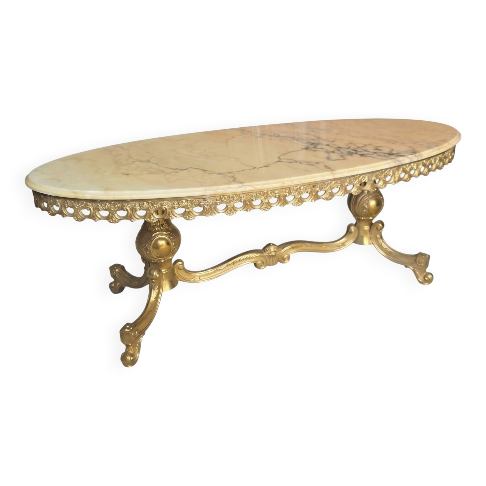 Table basse en bronze et marbre années 1960
