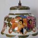 Vintage lamp in brass and ceramic. Flowering tree of life.