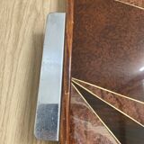 Duo of vintage wooden trays marked art deco