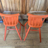 Vintage solid wood high chairs in Western style for children.