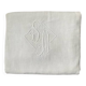 Drap ancien en coton et lin monogramme M B avec jour Venise