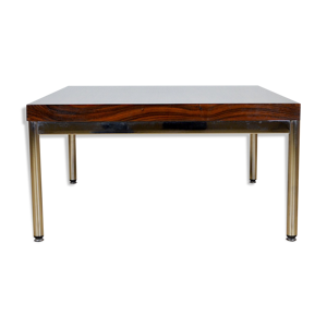 Table basse vintage chrome & bois