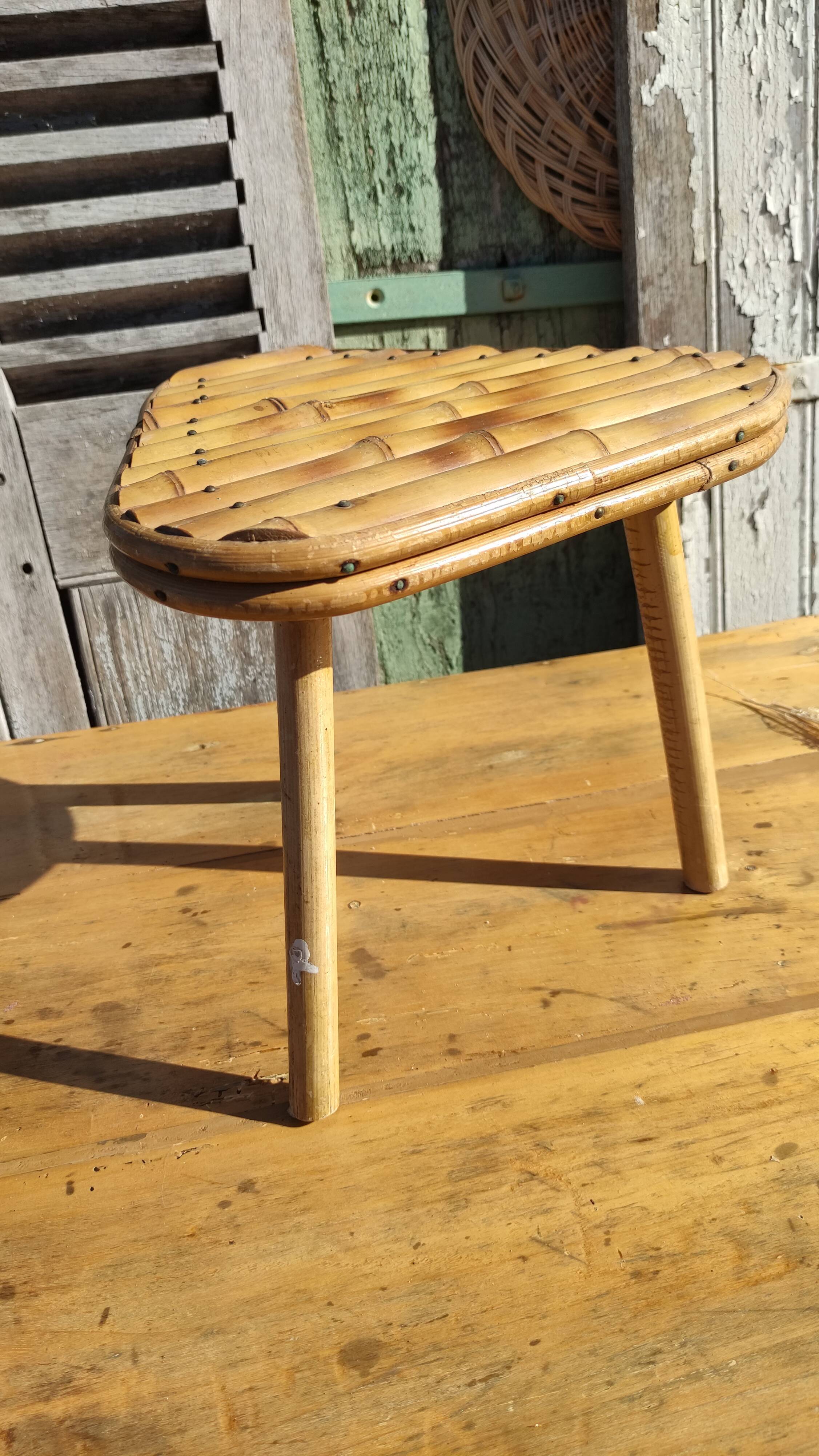 Vintage bamboo tripod stool