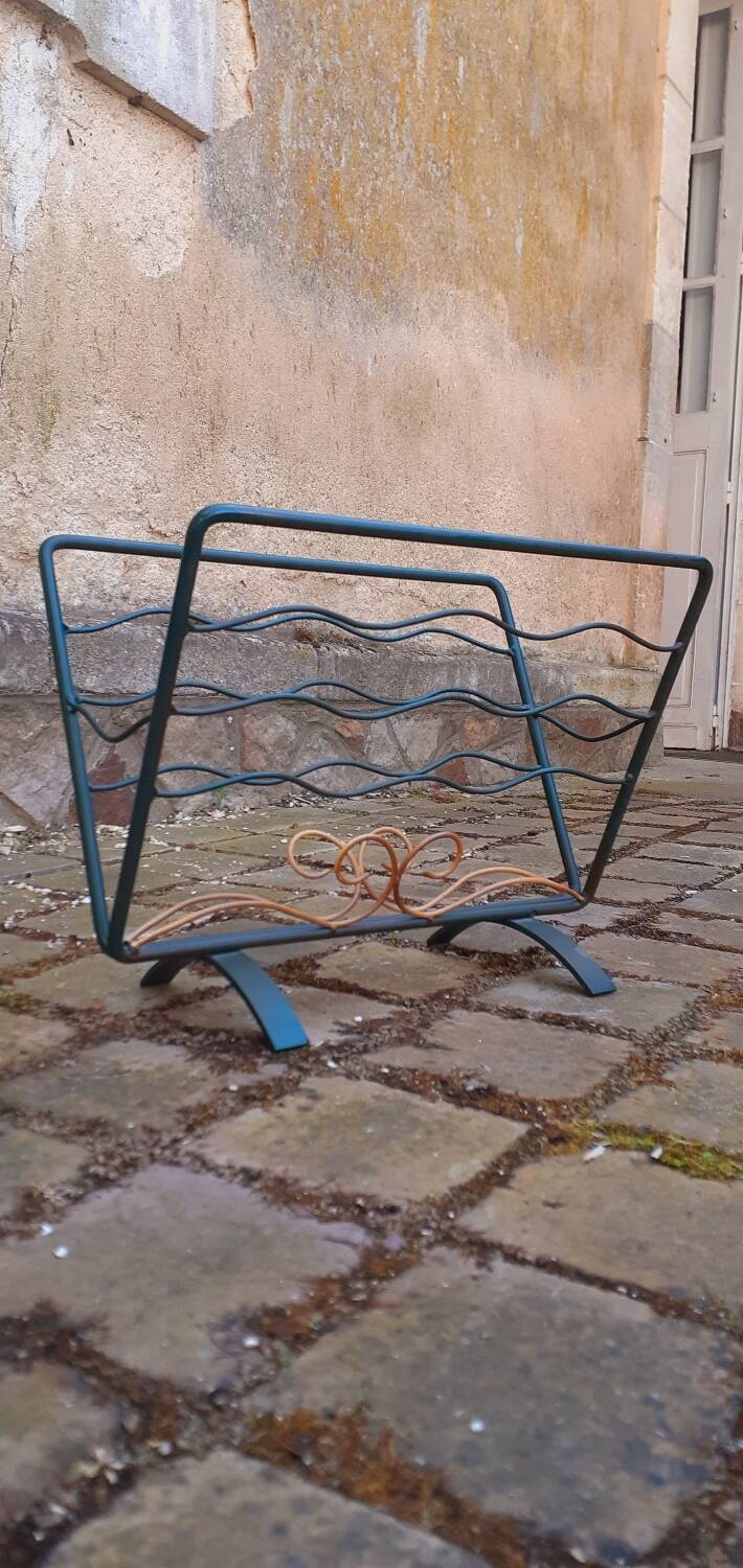 Wrought iron magazine rack from the 1950s