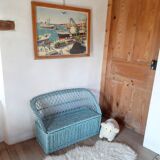 Vintage wicker toy box bench