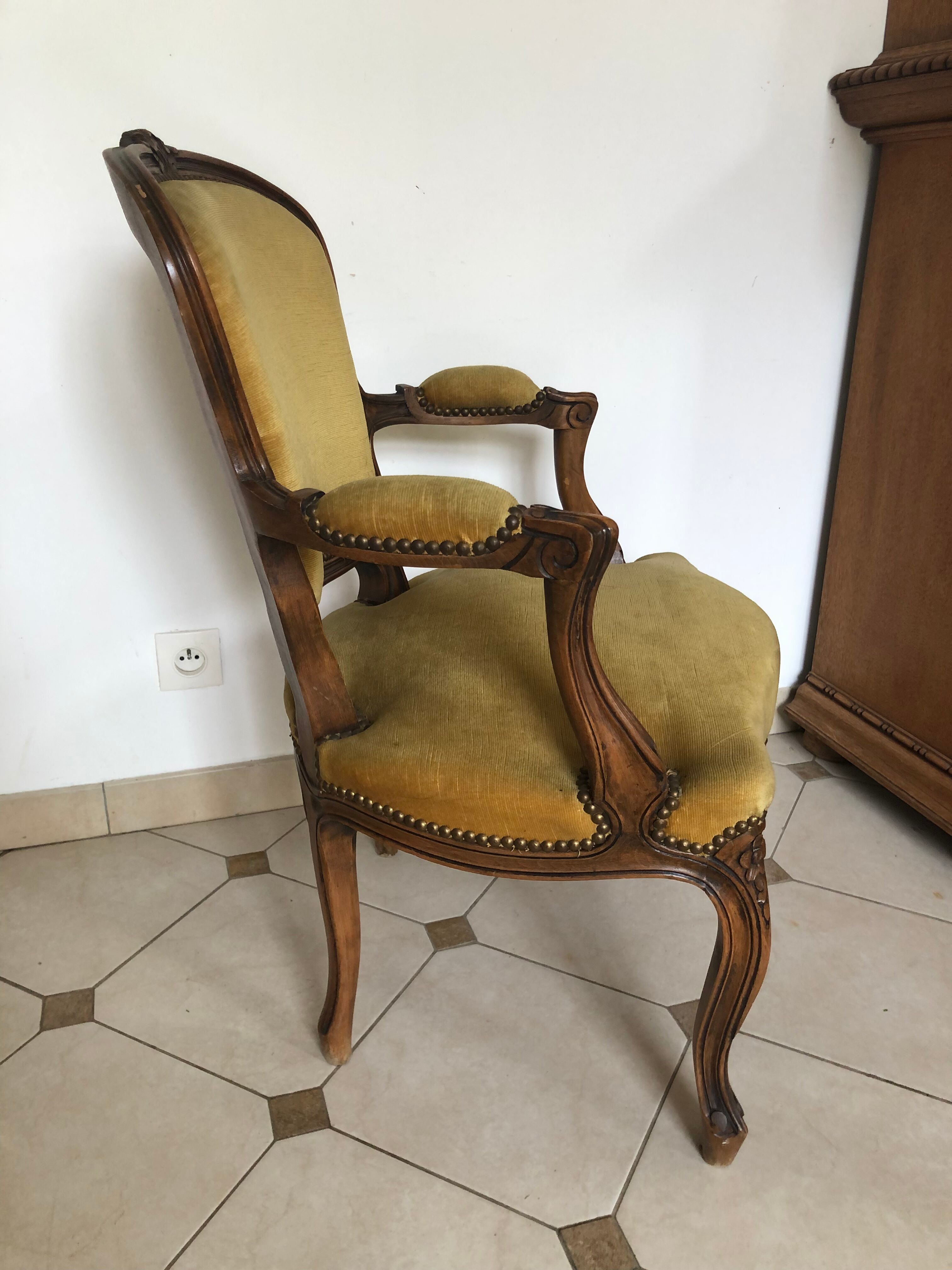 Louis XV mustard style armchair