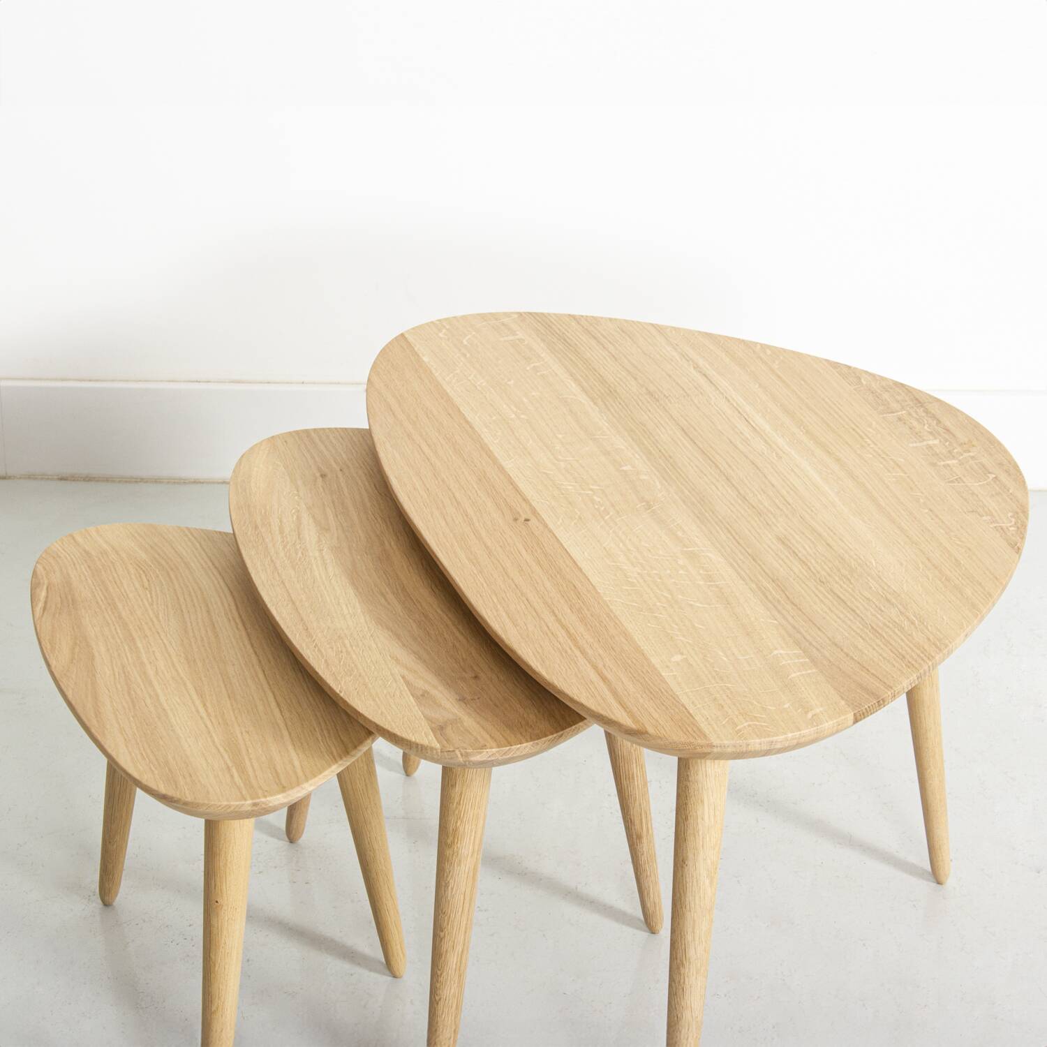 Trio de table basse en chêne massif