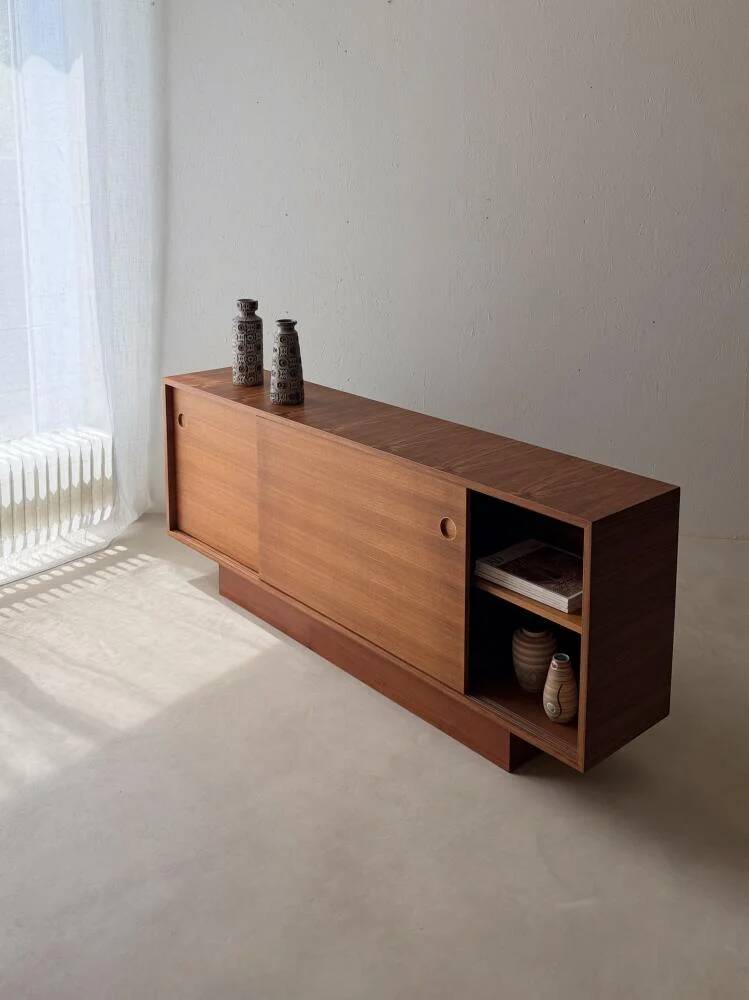 Danish mid-century teak sideboard with sliding doors