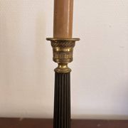 Antique Column Candle Holder Lamp Golden Brass Empire Directoire Neo-Classical