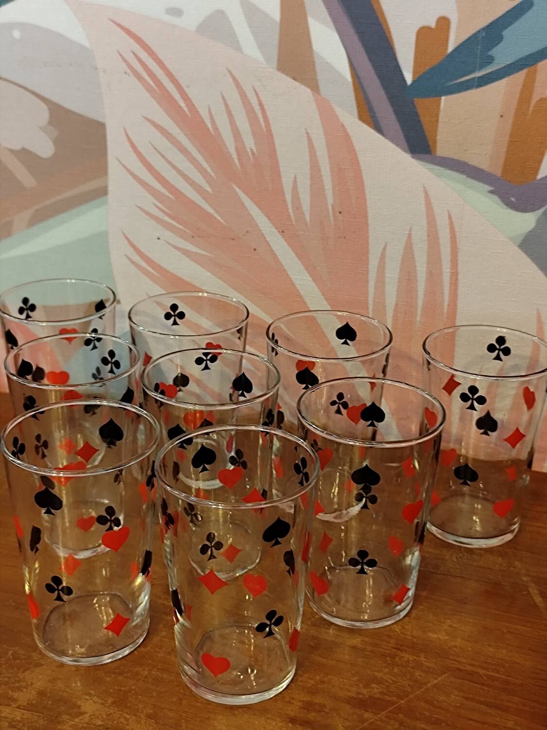 9 playing card style water glasses