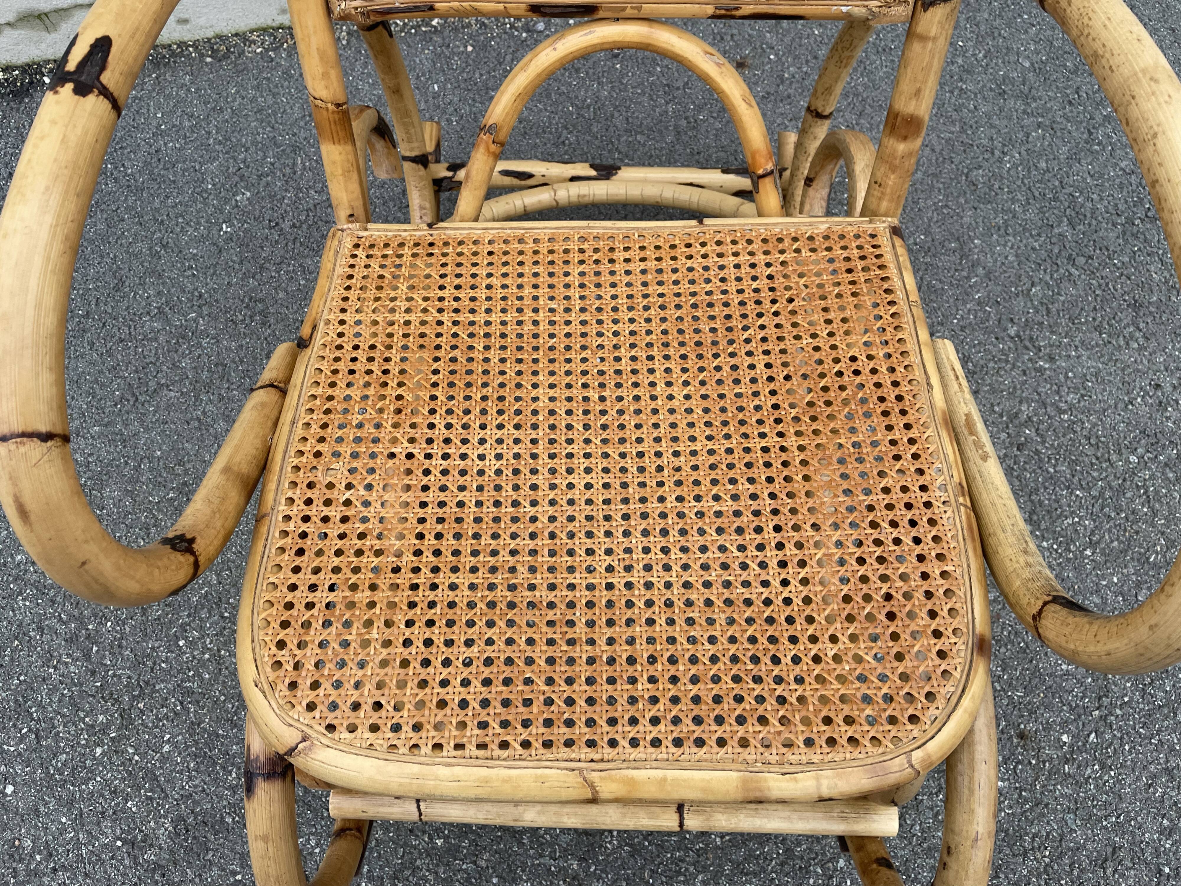 Rattan and cane rocking chair